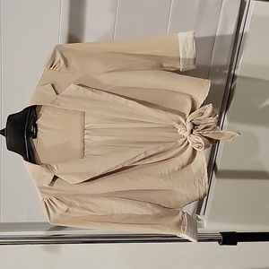 Poetry Beige crop tie waist top